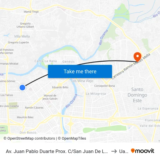 Av. Juan Pablo Duarte Prox. C/San Juan De La Maguana to Uasd map