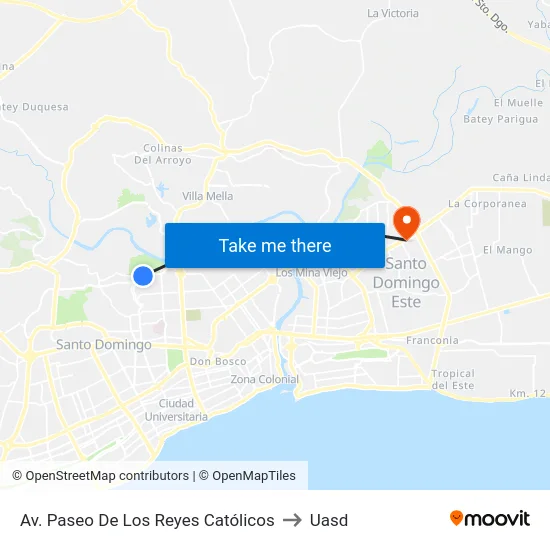 Av. Paseo De Los Reyes Católicos to Uasd map