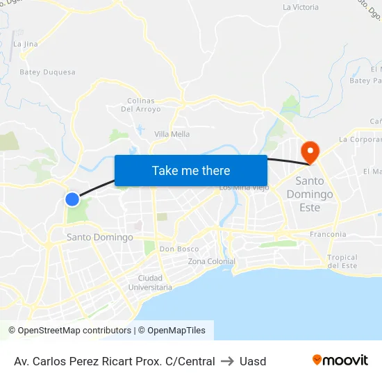 Av. Carlos Perez Ricart Prox. C/Central to Uasd map