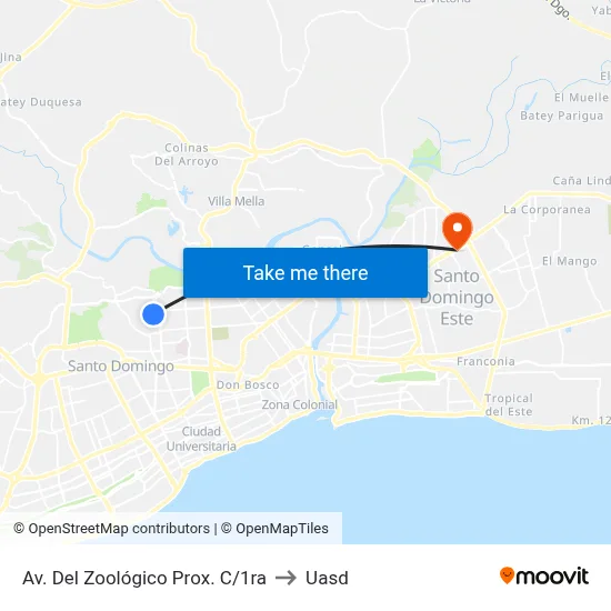 Av. Del Zoológico Prox. C/1ra to Uasd map