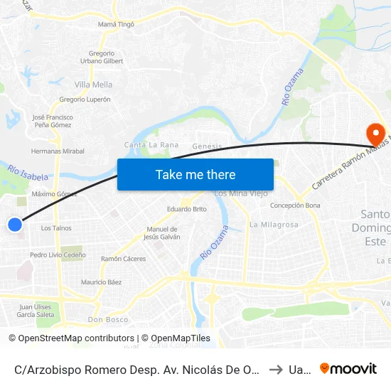 C/Arzobispo Romero Desp. Av. Nicolás De Ovando to Uasd map