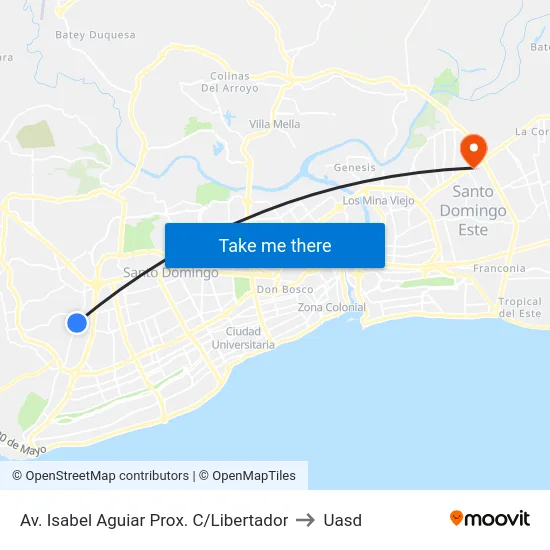 Av. Isabel Aguiar Prox. C/Libertador to Uasd map
