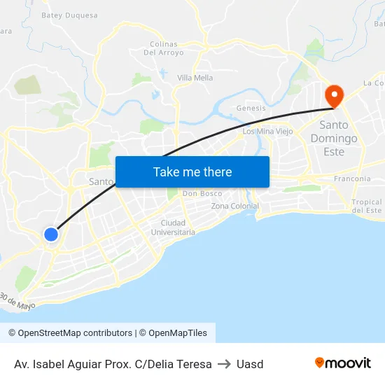 Av. Isabel Aguiar Prox. C/Delia Teresa to Uasd map