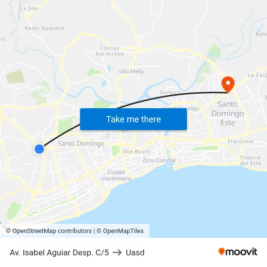 Av. Isabel Aguiar Desp. C/5 to Uasd map