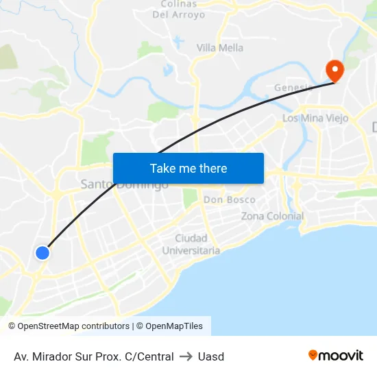 Av. Mirador Sur Prox. C/Central to Uasd map