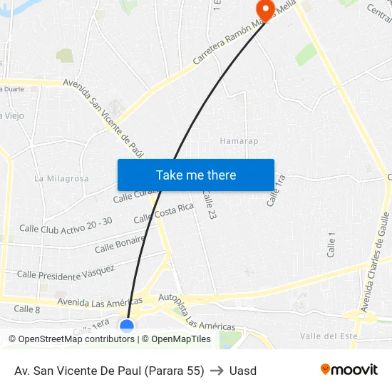 Av. San Vicente De Paul (Parara 55) to Uasd map