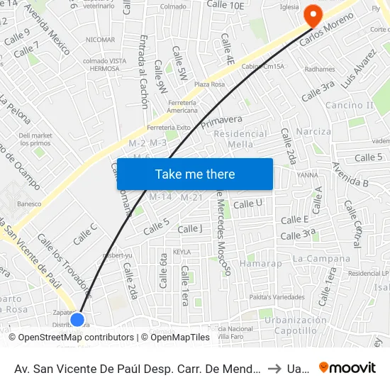 Av. San Vicente De Paúl Desp. Carr. De Mendoza to Uasd map