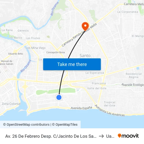 Av. 26 De Febrero Desp. C/Jacinto De Los Santos to Uasd map