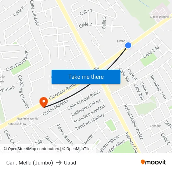 Carr. Mella (Jumbo) to Uasd map