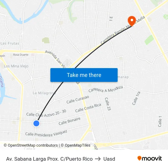 Av. Sabana Larga Prox. C/Puerto Rico to Uasd map
