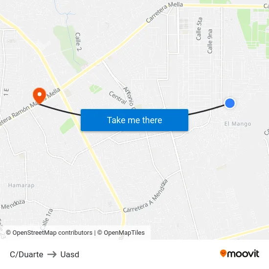 C/Duarte to Uasd map