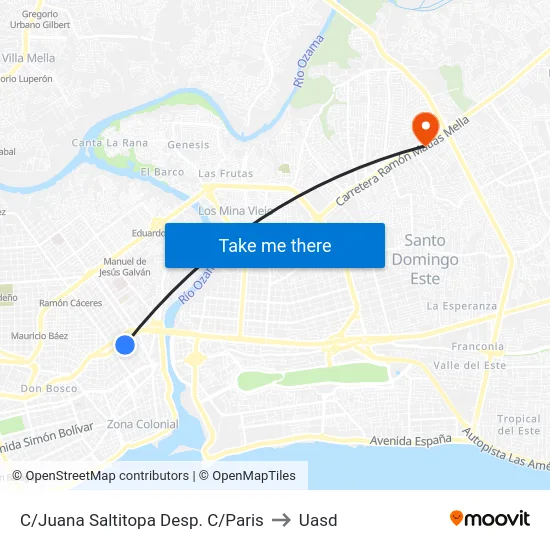C/Juana Saltitopa Desp. C/Paris to Uasd map