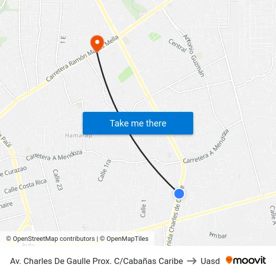 Av. Charles De Gaulle Prox. C/Cabañas Caribe to Uasd map