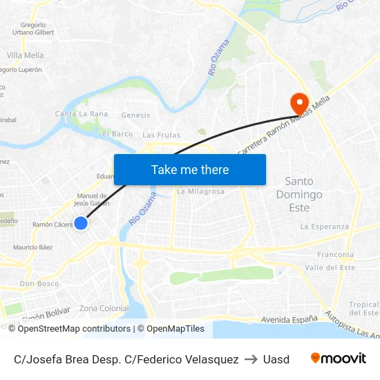 C/Josefa Brea Desp. C/Federico Velasquez to Uasd map