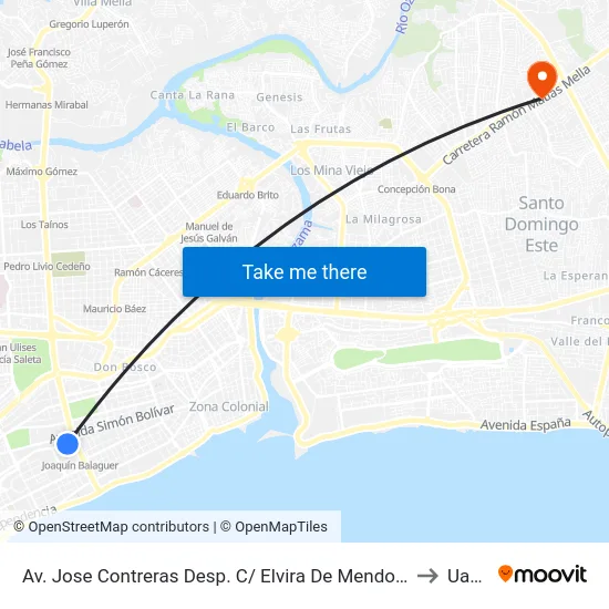 Av. Jose Contreras Desp. C/ Elvira De Mendoza to Uasd map