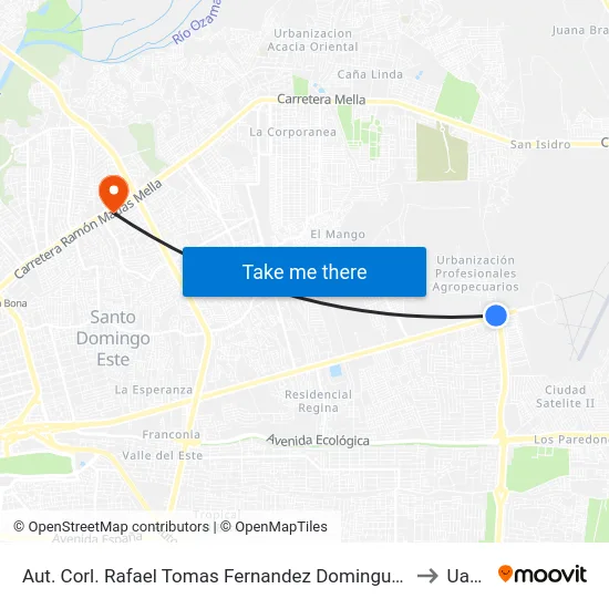 Aut. Corl. Rafael Tomas Fernandez Dominguez to Uasd map