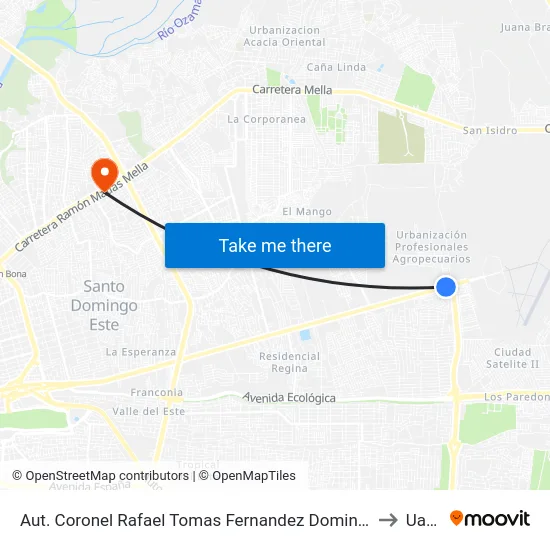 Aut. Coronel Rafael Tomas Fernandez Dominguez to Uasd map