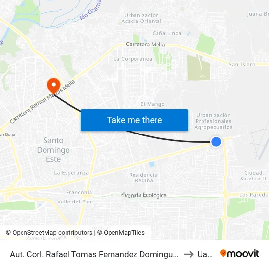 Aut. Corl. Rafael Tomas Fernandez Dominguez to Uasd map