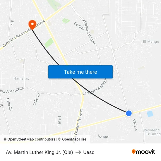 Av. Martin Luther King Jr. (Ole) to Uasd map