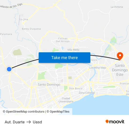 Aut. Duarte to Uasd map