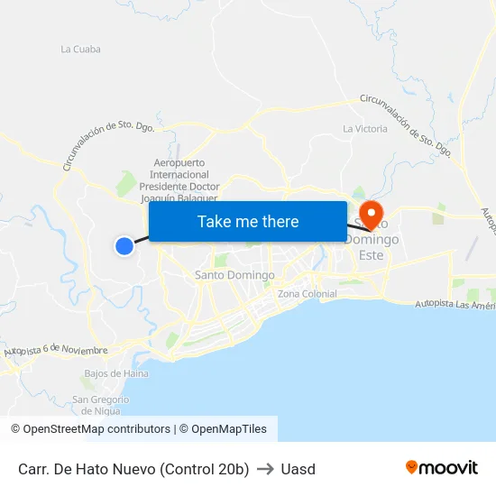 Carr. De Hato Nuevo (Control 20b) to Uasd map