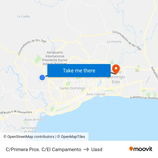 C/Primera Prox. C/El Campamento to Uasd map