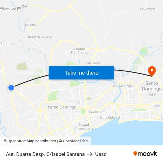 Aut. Duarte Desp. C/Isabel Santana to Uasd map