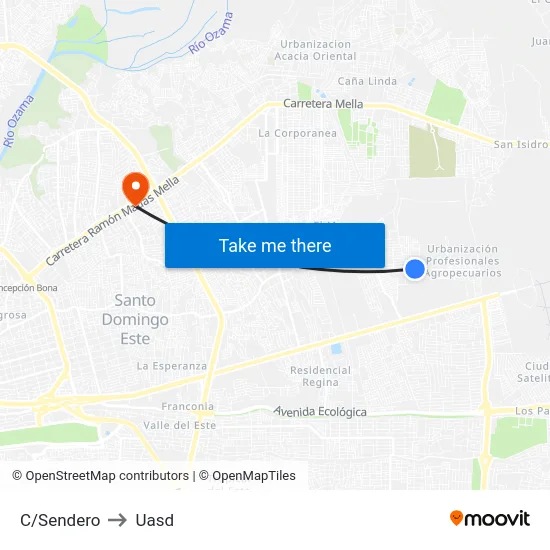 C/Sendero to Uasd map