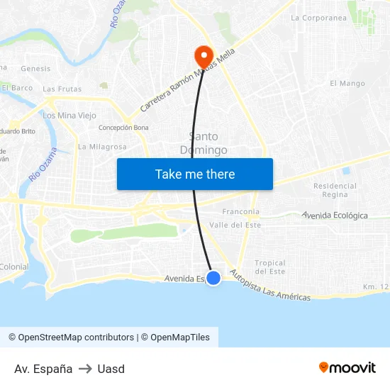 Av. España to Uasd map