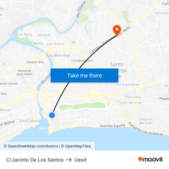 C/Jacinto De Los Santos to Uasd map