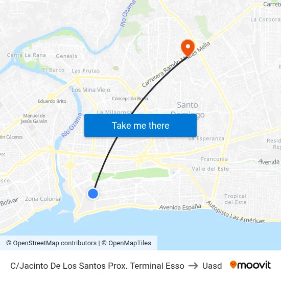 C/Jacinto De Los Santos Prox. Terminal Esso to Uasd map