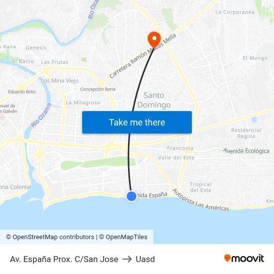 Av. España Prox. C/San Jose to Uasd map