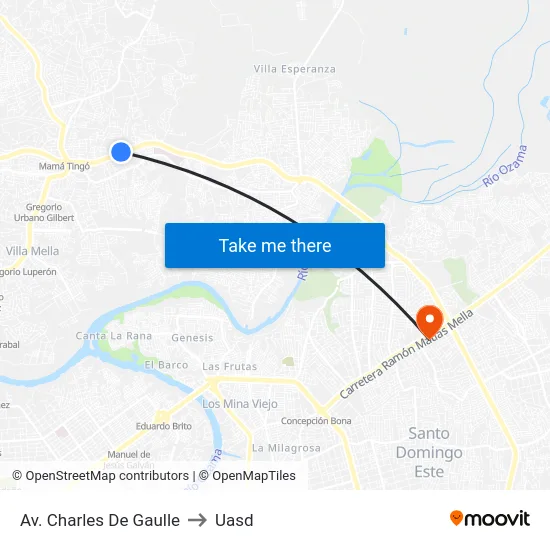 Av. Charles De Gaulle to Uasd map