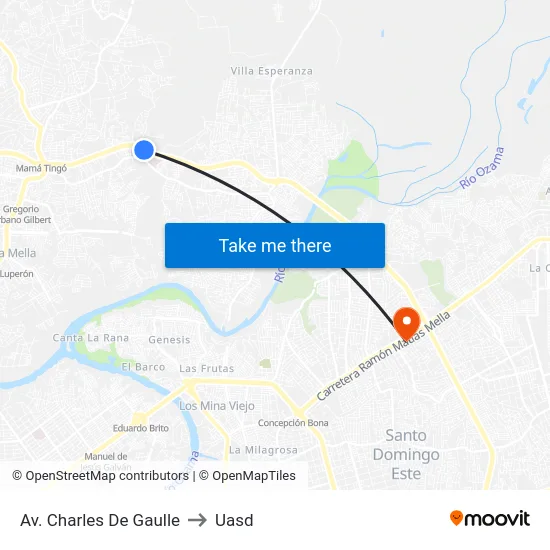 Av. Charles De Gaulle to Uasd map