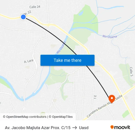 Av. Jacobo Majluta Azar Prox. C/15 to Uasd map