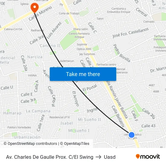 Av. Charles De Gaulle Prox. C/El Swing to Uasd map
