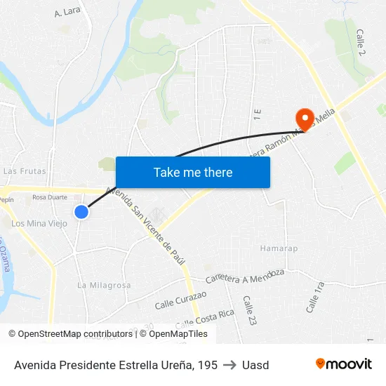 Avenida Presidente Estrella Ureña, 195 to Uasd map
