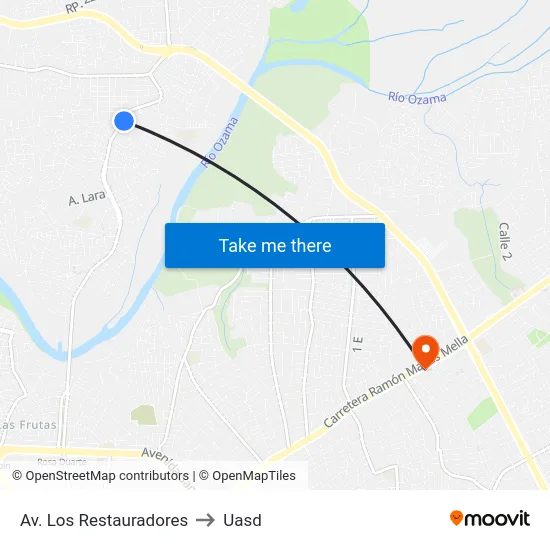 Av. Los Restauradores to Uasd map