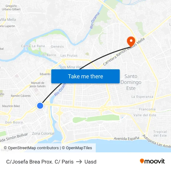 C/Josefa Brea Prox. C/ Paris to Uasd map