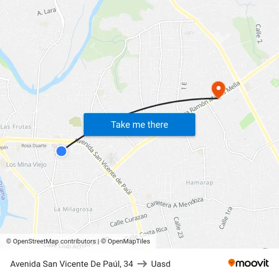 Avenida San Vicente De Paúl, 34 to Uasd map