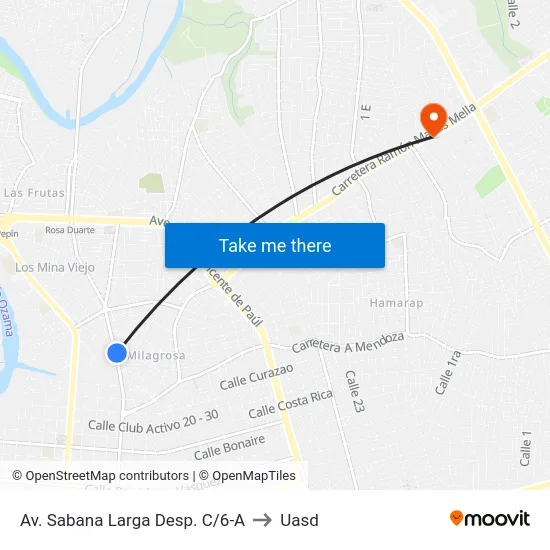 Av. Sabana Larga Desp. C/6-A to Uasd map