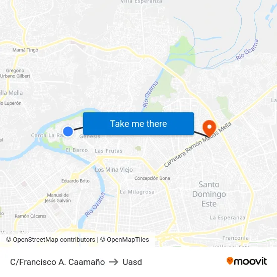 C/Francisco A. Caamaño to Uasd map