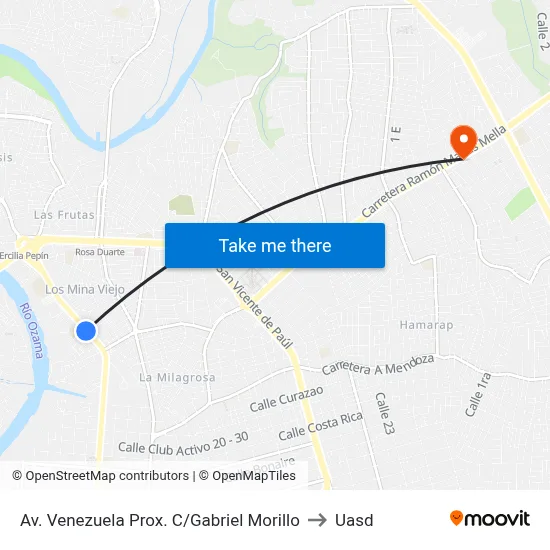 Av. Venezuela Prox. C/Gabriel Morillo to Uasd map