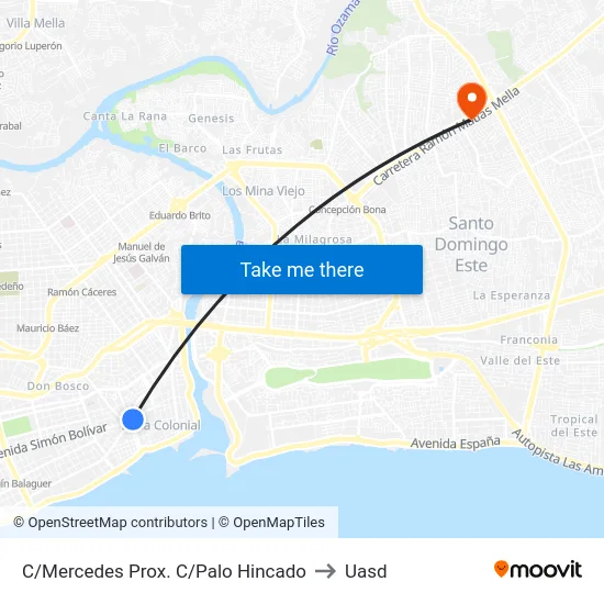 C/Mercedes Prox. C/Palo Hincado to Uasd map