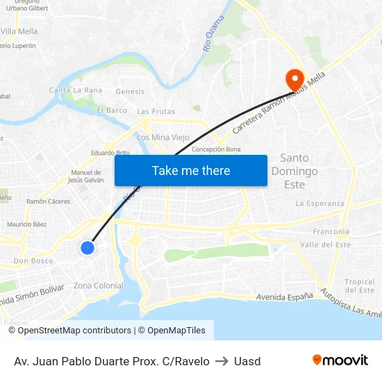 Av. Juan Pablo Duarte Prox. C/Ravelo to Uasd map