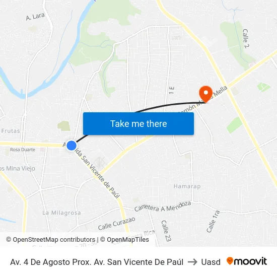Av. 4 De Agosto Prox. Av. San Vicente De Paúl to Uasd map