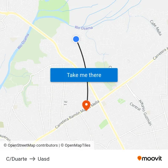 C/Duarte to Uasd map