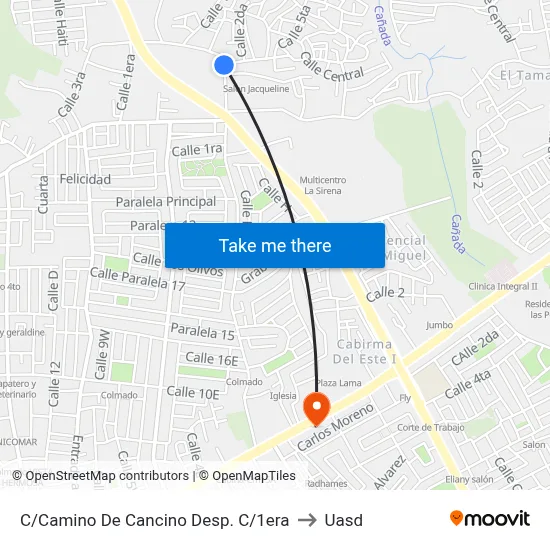 C/Camino De Cancino Desp. C/1era to Uasd map