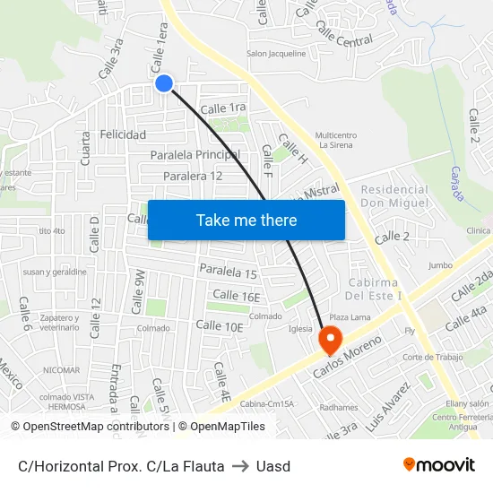 C/Horizontal Prox. C/La Flauta to Uasd map