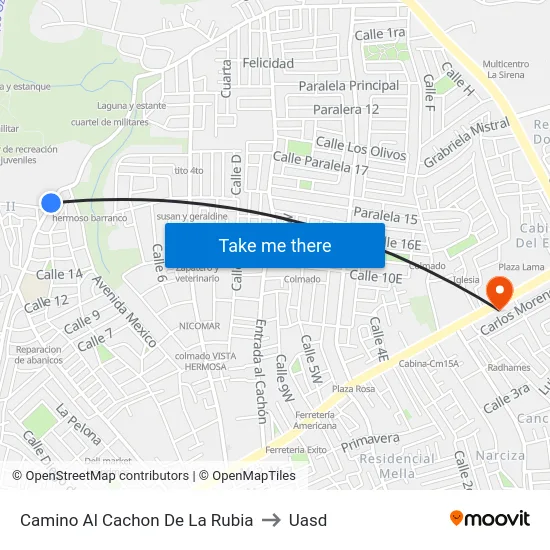 Camino Al Cachon De La Rubia to Uasd map